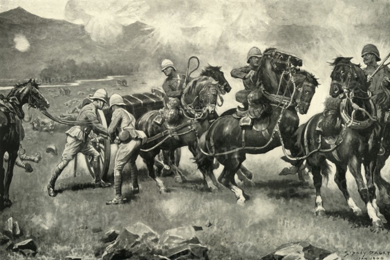 'The Battle of Colenso - The Last Desperate Attempt to Save the Guns of the 14th and 66th Batteries' Creator: Sidney E Paget.