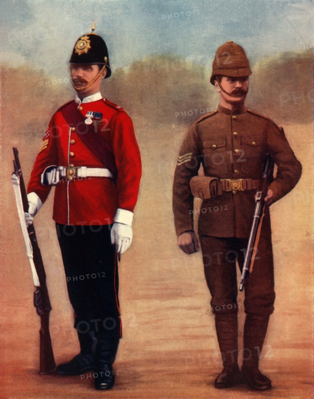 'West Yorkshire Regiment (Colour-Sergeant) and Yorkshire Regiment (Sergeant)', 1900. Creator: Gregory & Co.