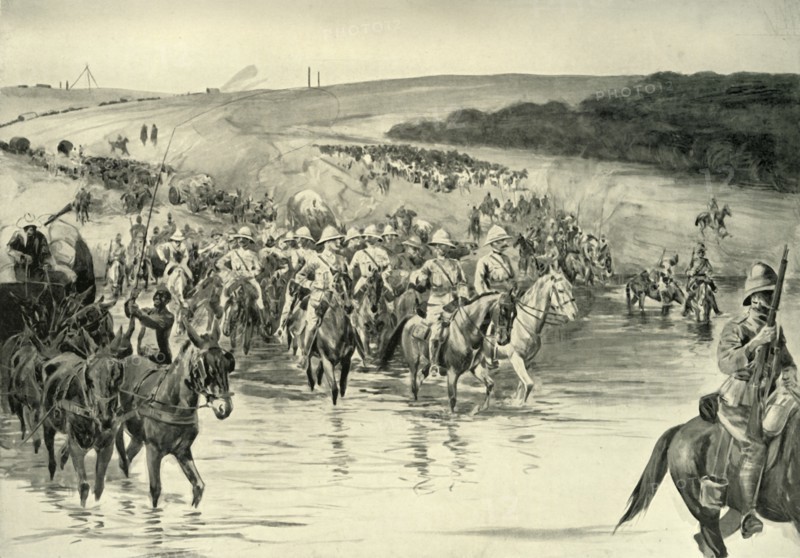 'Lord Roberts and His Army Crossing the Wall River', 1901. Creator: RM Paxton.