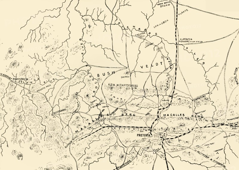 'The Battlefields of Pretoria. (From a personal survey).', 1901. Creator: Unknown.