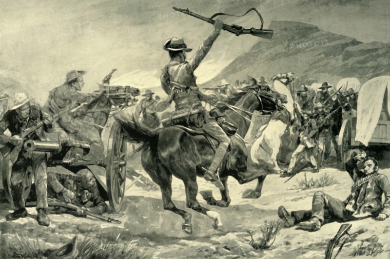 'Charge of the Bushmen and New Zealanders on Boer Guns near Klerksdorp, March 24, 1901', 1902 Creator: Richard Caton Woodville II.