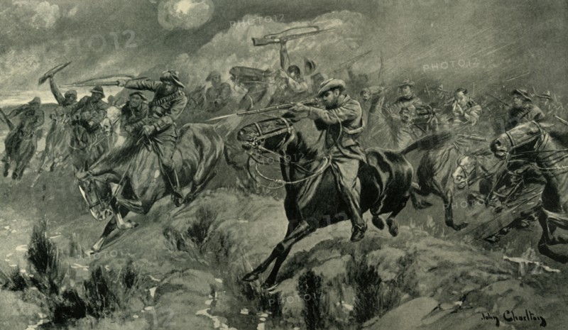 'The Fight at Brakenlaagte: Boers Charging', 1902. Creator: John Charlton.