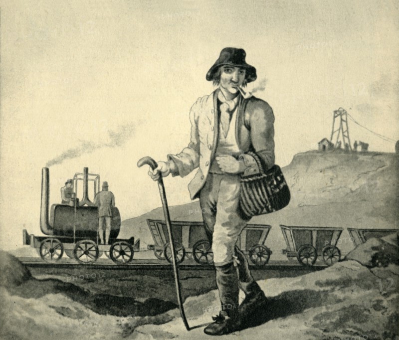 'A Blenkinsop Locomotive at a Yorkshire Colliery, 1814', (1945).  Creator: Unknown.