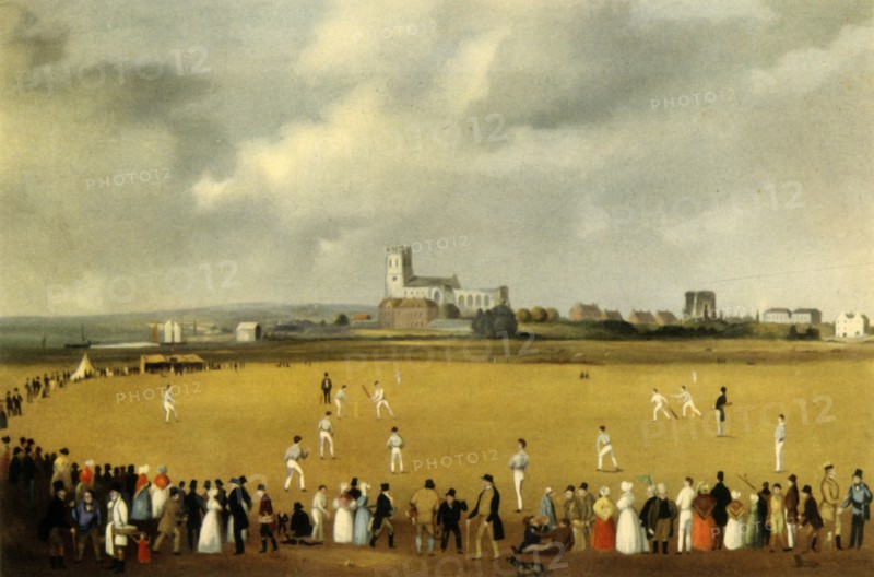'A Cricket Match at Christchurch Priory, Hampshire, 1850', (1947).  Creator: Unknown.