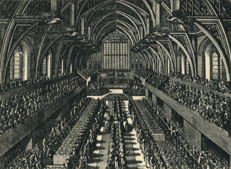 'The Coronation Dinner of James II in Westminster Hall', 1685, (1947).  Creator: Samuel Moore.