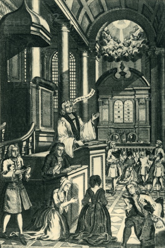 'A Church Service', c1700, (1947).  Creator: C. Bowles.