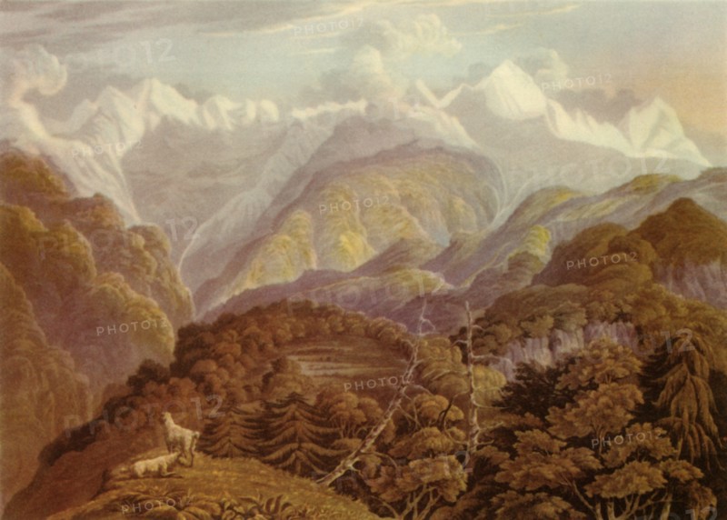 'The Valley of the Jumna Showing the Two Grand Peaks of Bunder Punch', 1946. Creators: Havell & Son, Robert Havell, Robert Havell.