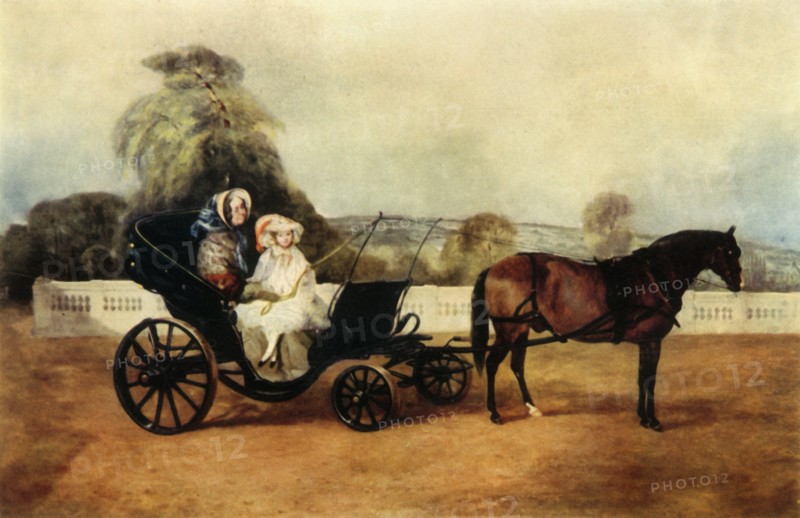 'A Victorian Grandmother Driving in a Pony Carriage...', early-mid 19th century, (1942).  Creator: John Ferneley.