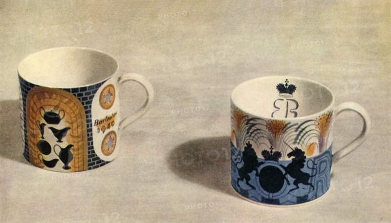 'Two Wedgwood Mugs Designed by Eric Ravilious', 1944. Creator: Unknown.