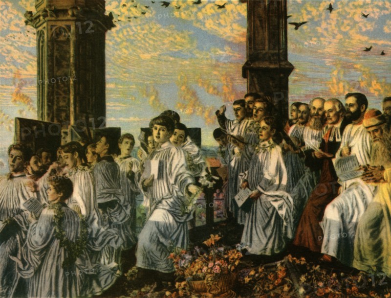 'May Morning on Magdalen Tower', 1888-1890, (1942). Creator: William Holman Hunt.