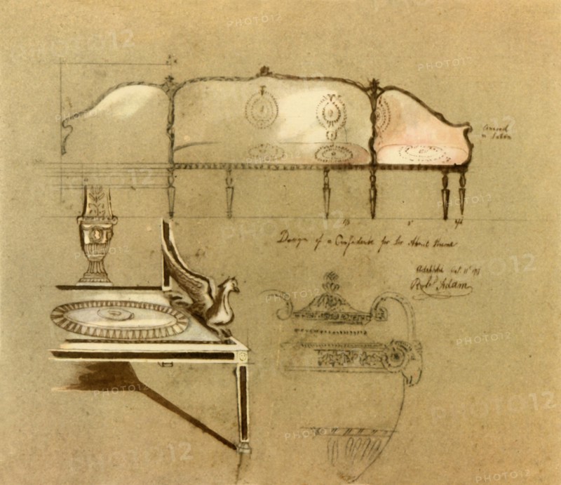 Design for a sofa, 1777, (1946). Creator: Robert Adam.