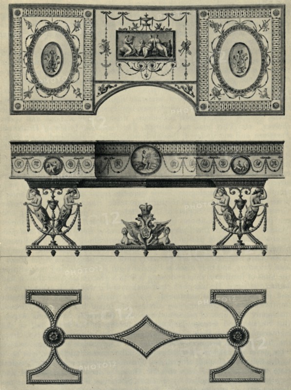 Design for a harpsichord by Robert Adam, 1774, (1946).  Creator: Unknown.