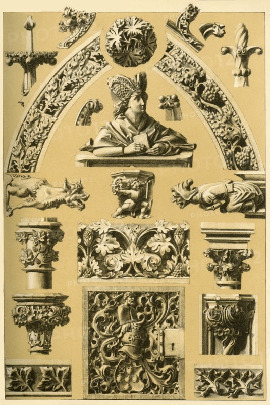 Medieval architectural ornament and sculpture, (1898). Creator: Unknown.