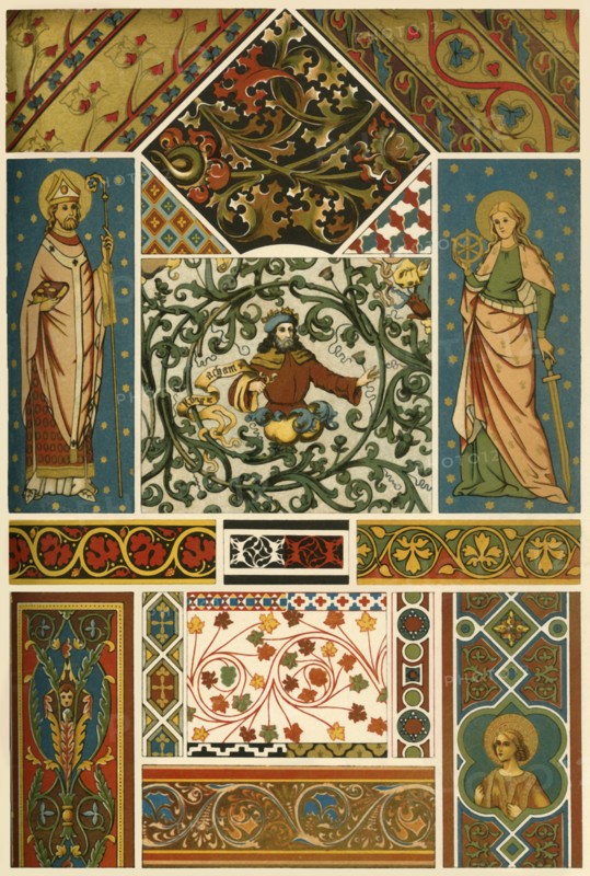 Medieval ceiling and wall painting, (1898). Creator: Unknown.