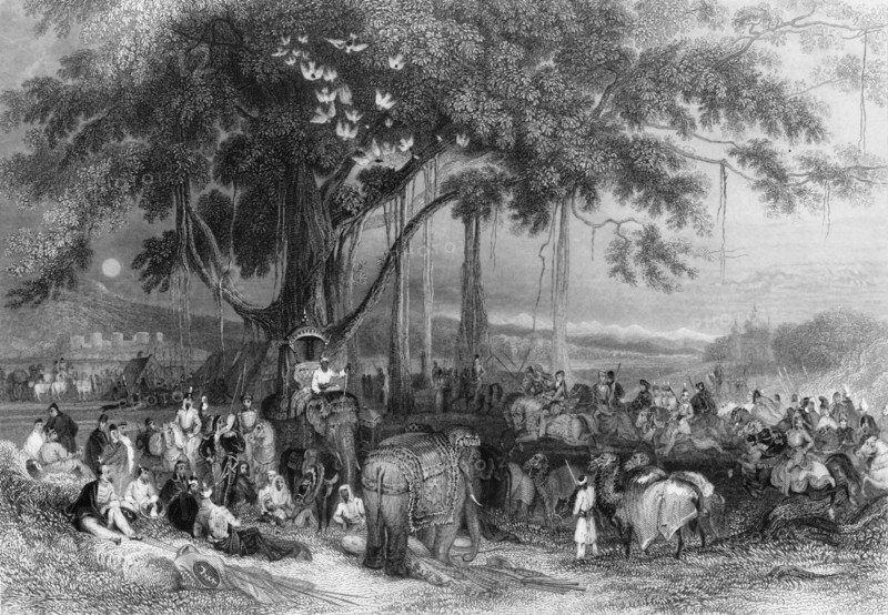 'Runjeet Singh and his Suwarree, or Cavalcade of Seiks', 1838. Creator: George Francis White.