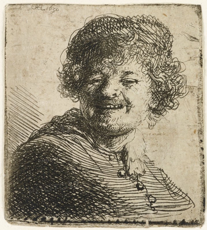 Self-portrait in a cap: laughing, 1630. Creator: Rembrandt Harmensz van Rijn.