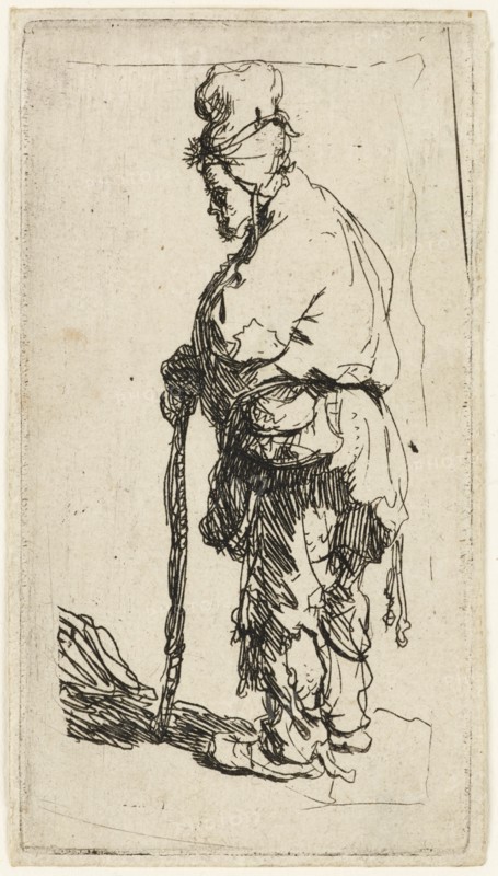 Beggar leaning on a stick, c.1630. Creator: Rembrandt Harmensz van Rijn.
