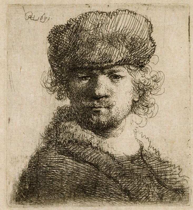 Self-portrait in a heavy fur cap: bust, 1631. Creator: Rembrandt Harmensz van Rijn.