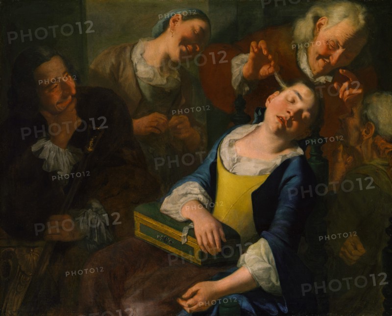 Teasing a Sleeping Girl, ca. 1760. Creator: Gaspare Traversi.