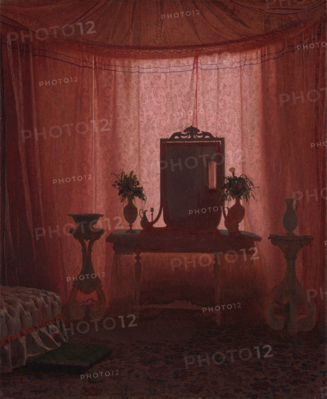 A Bedroom in Bernstorff Palace near Copenhagen, ca. 1845. Creator: Johan Vilhelm Gertner.