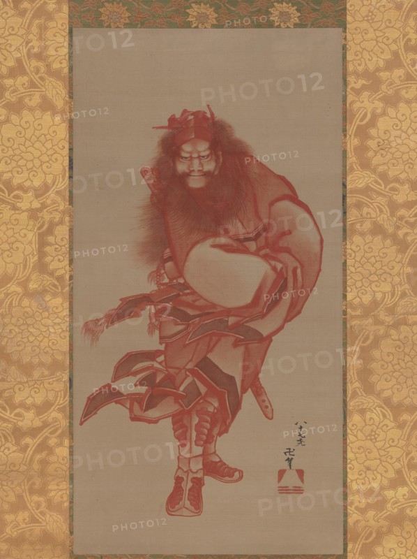 Red Shoki, the Demon Queller, dated 1847. Creator: Hokusai.