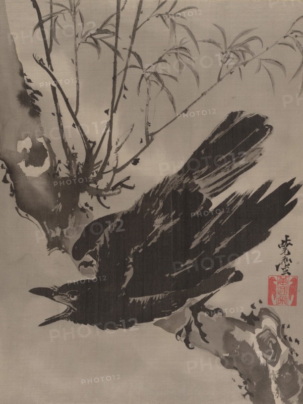 Crow on a Branch, ca. 1887. Creator: Kawanabe Kyosai.