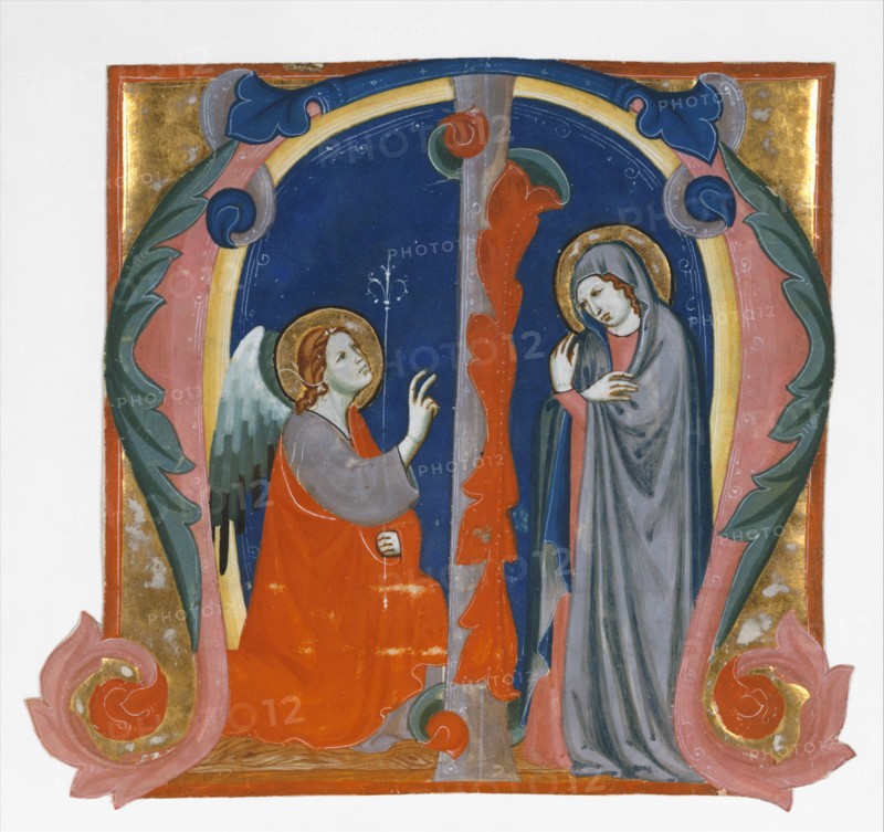 Annunciation in an Initial M, ca. 1310-15. Creator: Maestro Daddesco.