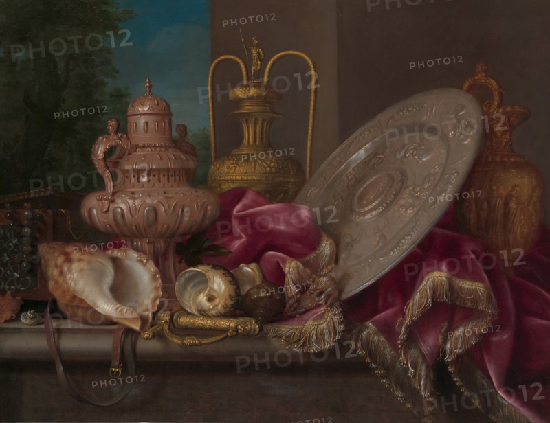 Still Life with Silver and Gold Plate, Shells, and a Sword, fourth quarter 17th century. Creator: Meiffren Conte.