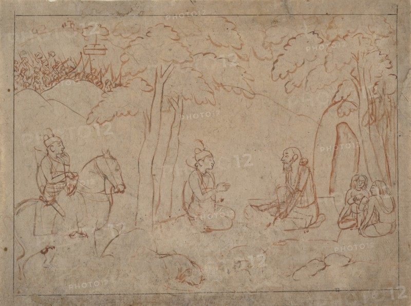 Rama and Lakshmana Visit the Hermitage of an Ascetic, ca. 1775-80. Creator: Attributed to a first-generation master after Nainsukh (active ca. 1735-78).