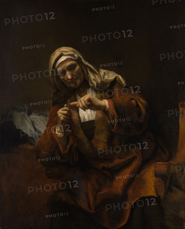 Old Woman Cutting Her Nails, ca. 1655-60. Creator: Style of Rembrandt (Dutch, second or third quarter 17th century).