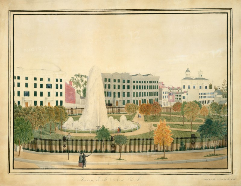 Union Park, New York, ca. 1845. Creator: Sarah Fairchild.