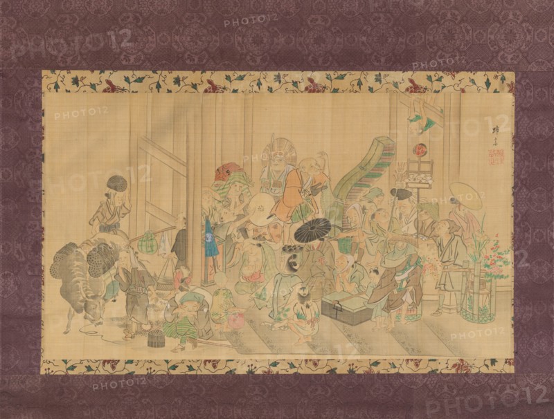 Taking Shelter from the Rain, early to mid-19th century. Creator: Hokuba.