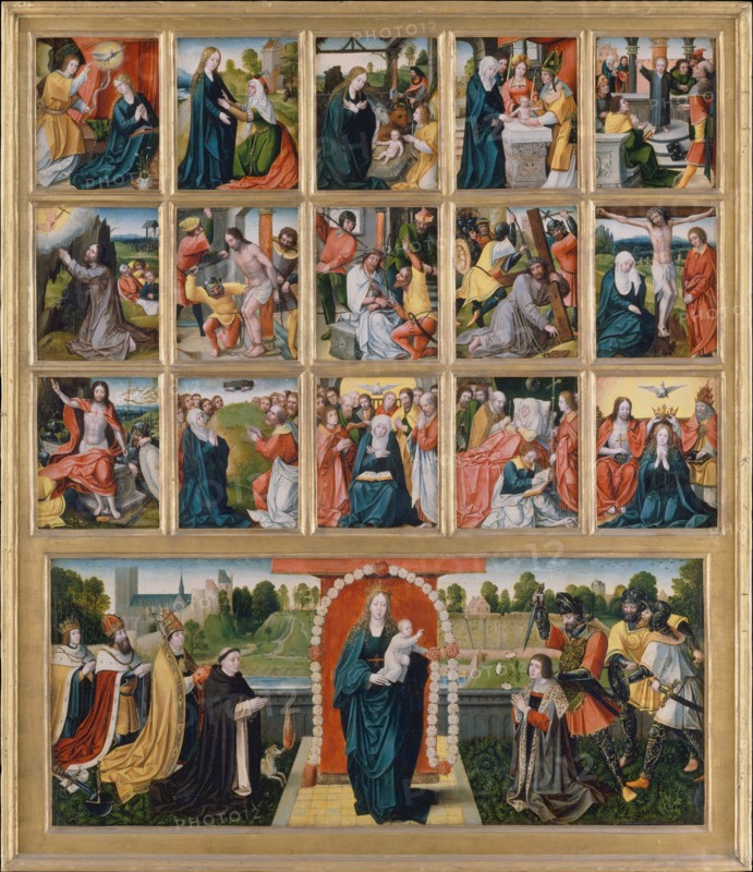 The Fifteen Mysteries and the Virgin of the Rosary. Creator: Netherlandish Painter (possibly Goswijn van der Weyden, active by 1491, died after 1538), ca. 1515-20.