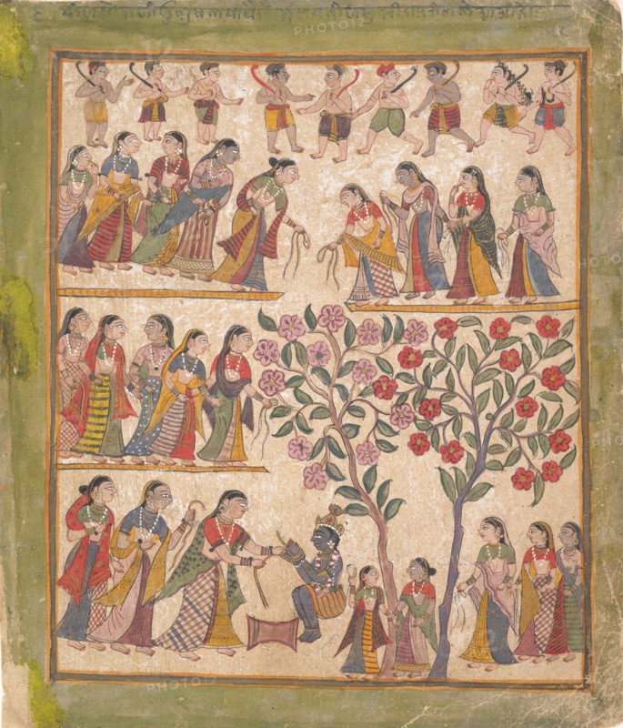 Yashoda Binds Krishna?s Hands: Page from a Dispersed Bhagavata Purana Manuscript , 1640-50. Creator: Unknown.