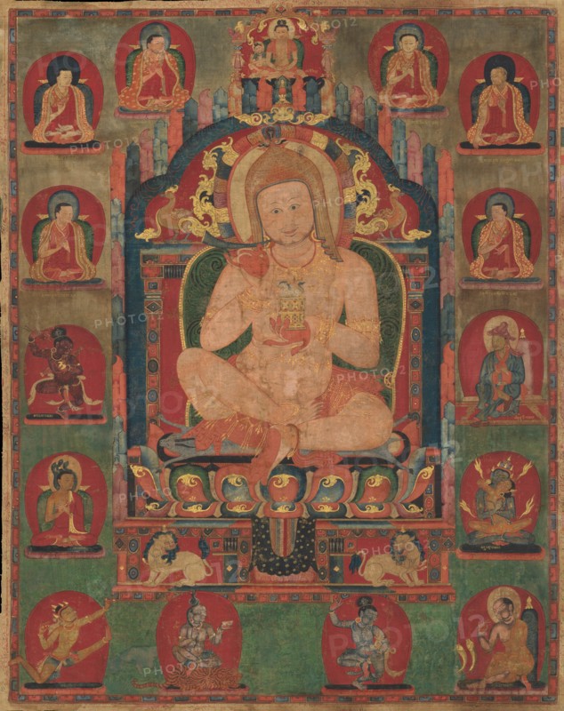 Portrait of Jnanatapa Attended by Lamas and Mahasiddhas, ca. 1350. Creator: Unknown.