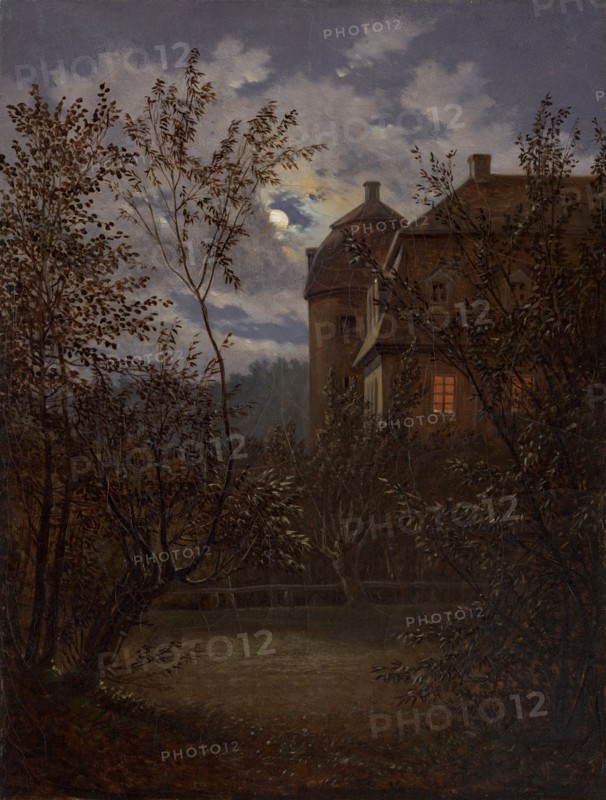 Schloss Milkel in Moonlight, ca. 1833-35. Creator: Carl Gustav Carus.