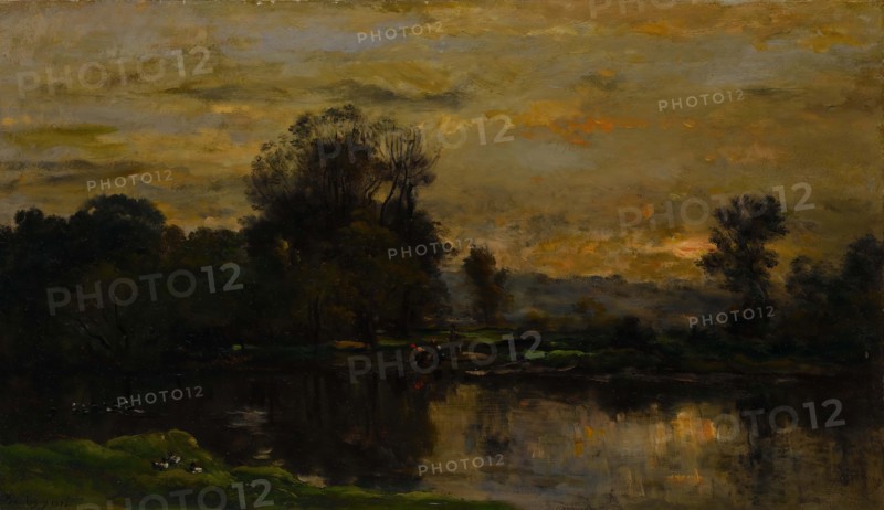 Landscape with Ducks, 1872. Creator: Charles Francois Daubigny.