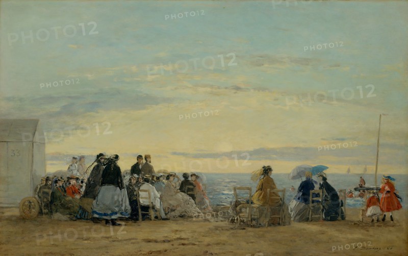 On the Beach, Sunset, 1865. Creator: Eugene Louis Boudin.