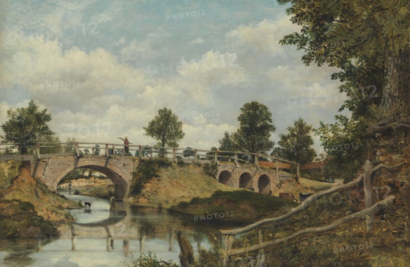 An Old Bridge at Hendon, Middlesex, ca. 1828. Creator: Frederick W Watts.