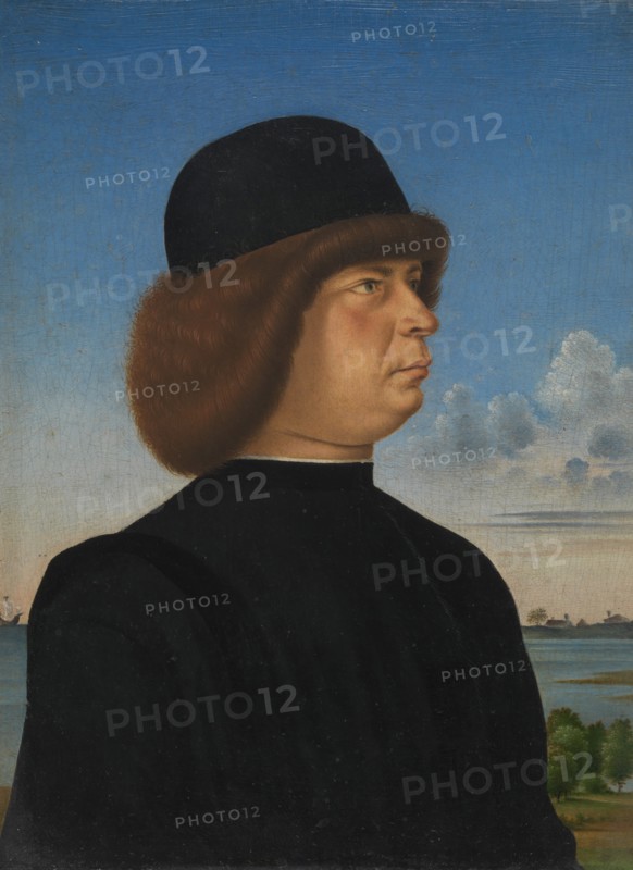Portrait of Alvise Contarini(?); (verso) A Tethered Roebuck, ca. 1485-95. Creator: Jacometto Veneziano.