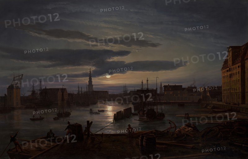 Copenhagen Harbor by Moonlight, 1846. Creator: Johan Christian Dahl.