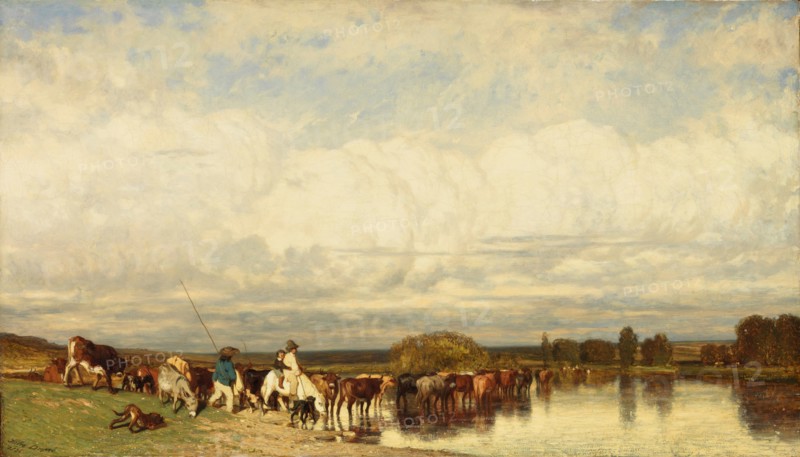 Cows Crossing a Ford, 1836. Creator: Jules Dupré.