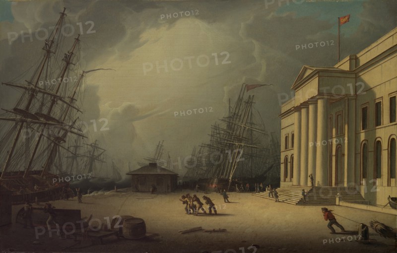 The Custom House at Greenock, Scotland, 1828. Creator: Robert Salmon.