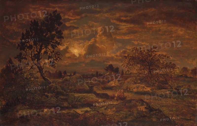 Sunset near Arbonne, ca. 1860-65. Creator: Theodore Rousseau.