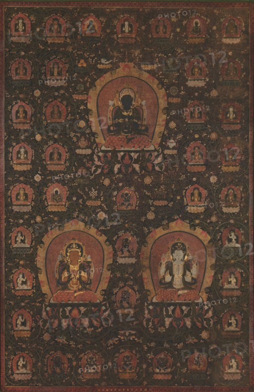 Mandala of Vajradhara, Manjushri and Sadakshari -Lokeshvara, dated 1479. Creator: Unknown.