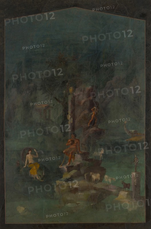 Wall painting: Polyphemus and Galatea in a landscape, from the imperial villa..., 1st century B.C. Creator: Unknown.