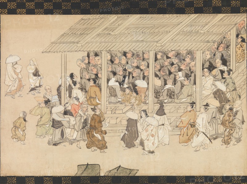 A Nenbutsu Gathering at Ichiya, Kyoto, from the Illustrated Biography of the Monk..., late 14th cent Creator: Unknown.
