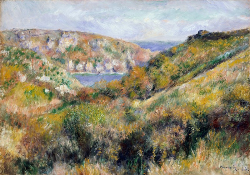 Hills around the Bay of Moulin Huet, Guernsey, 1883. Creator: Pierre-Auguste Renoir.