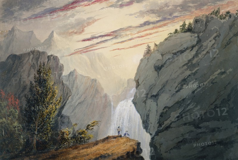 At the Waterfall, ca. 1850. Creator: David Claypoole Johnston.
