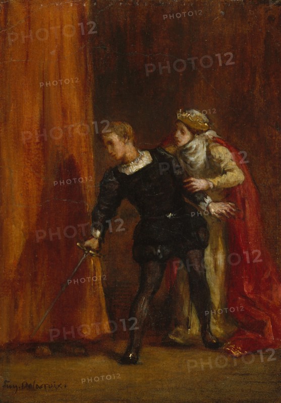 Hamlet and His Mother, 1849. Creator: Eugene Delacroix.